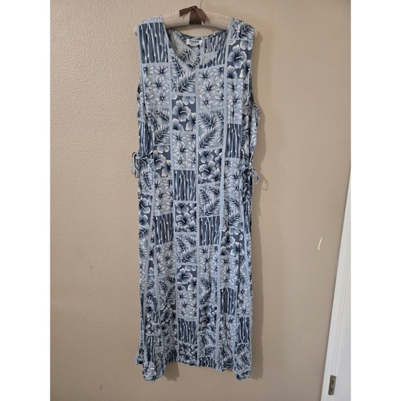 Teddi Dresses & Skirts - Teddi Vintage Blue Tropical Floral Patchwork Maxi Dress Sleeveless XL